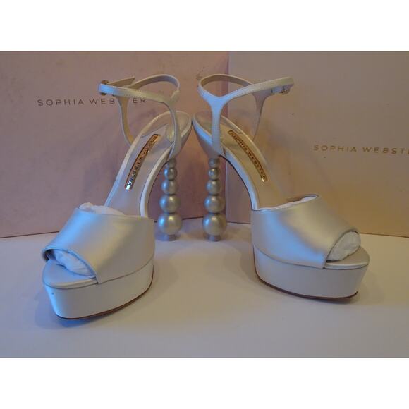 Sophia Webster Women's Cream Perla Pearl Crystal Platform Sandals 38 NIB 770 - Picture 11 of 11